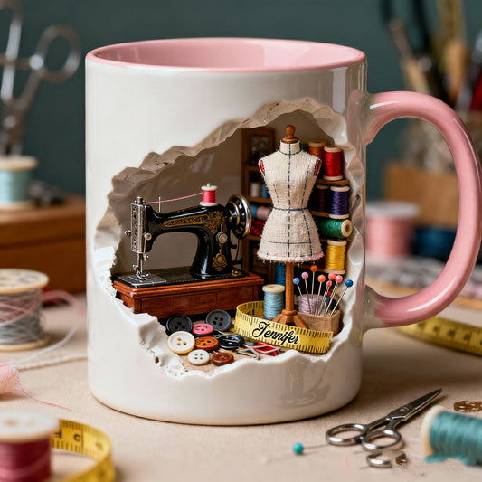Love Sewing Miniature Sewing Room - Personalized Sewing Accent Mug