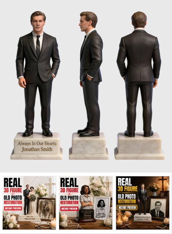Bringen Sie die Erinnerungen zurück, Alte Foto-Restaurierung - Personalisierte Premium 3D-Figur