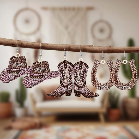Funkelndes Cowgirl-Leben – personalisierte Cowgirl-Ohrringe