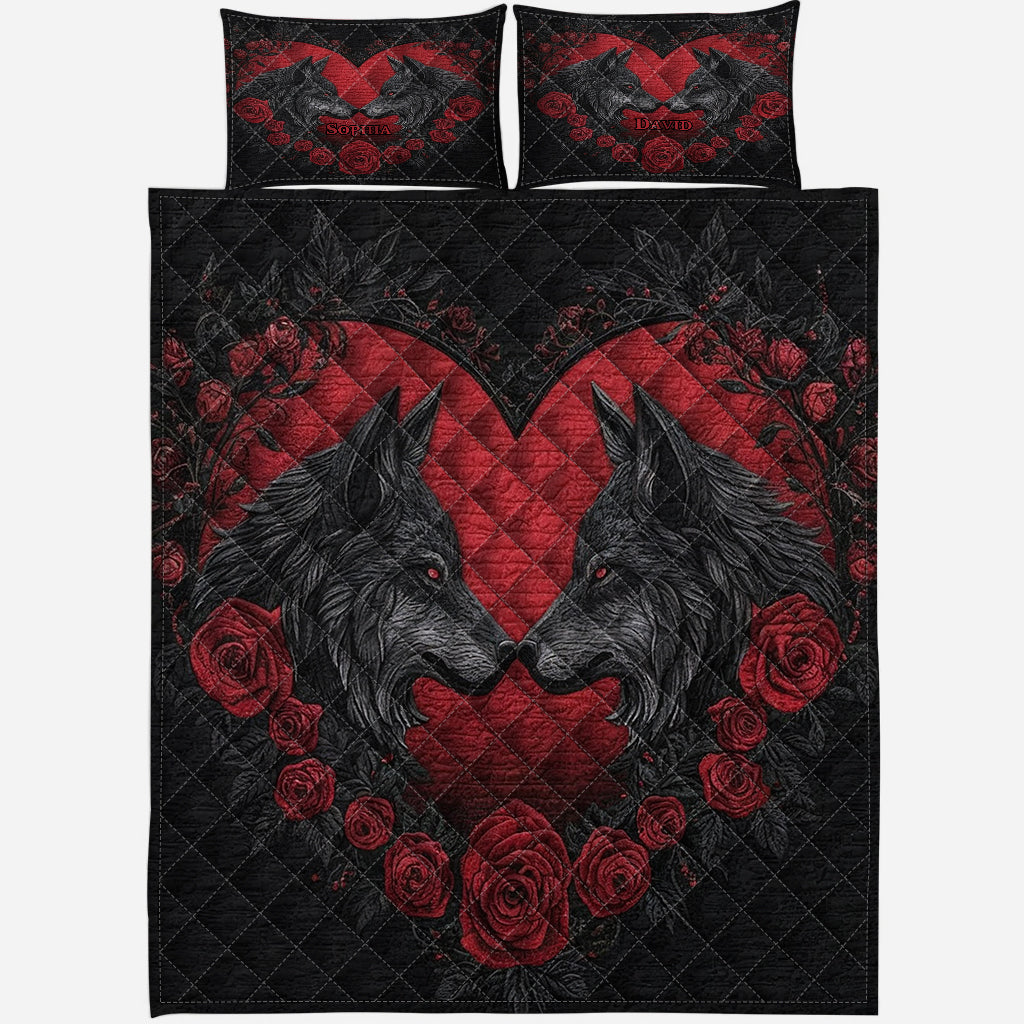 You & Me We Got This - Personalized Wolf Quilt Set