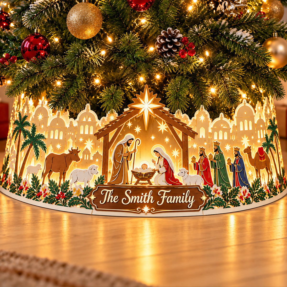 Nativity Sence - Personalized Christian LED Light Tree Collar
