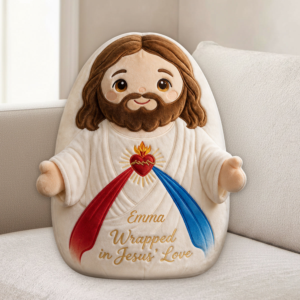 Wrapped in Jesus' Love - Personalized Christian Premium Faux Fur Pillow