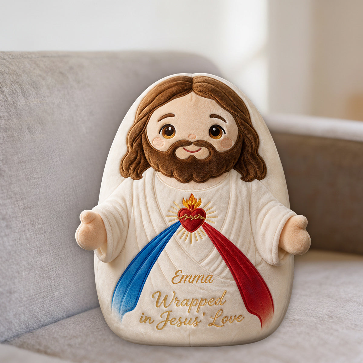Wrapped in Jesus' Love - Personalized Christian Premium Faux Fur Pillow