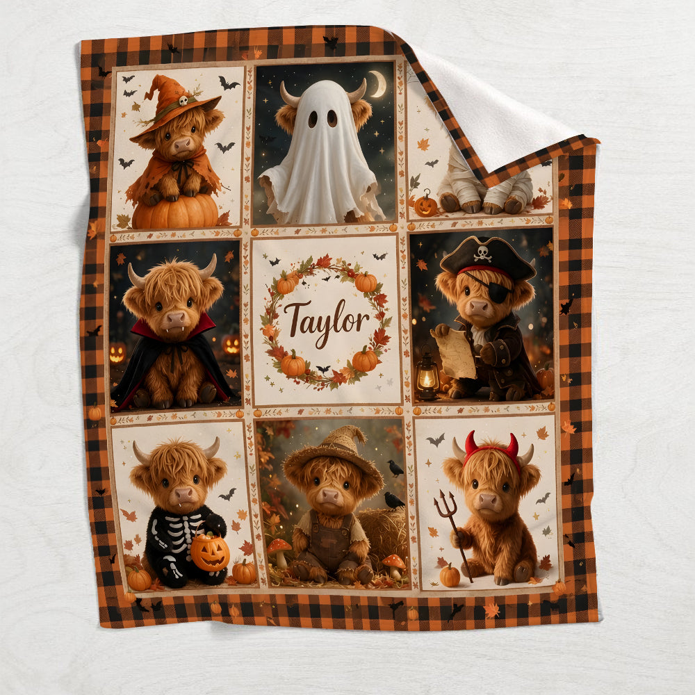Spooky Highland Cow - Personalized Highland Cow Blanket