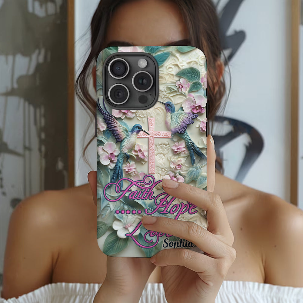 Glaube, Hoffnung, Liebe – Personalisierte Handyhülle mit Kolibri-Vollbild