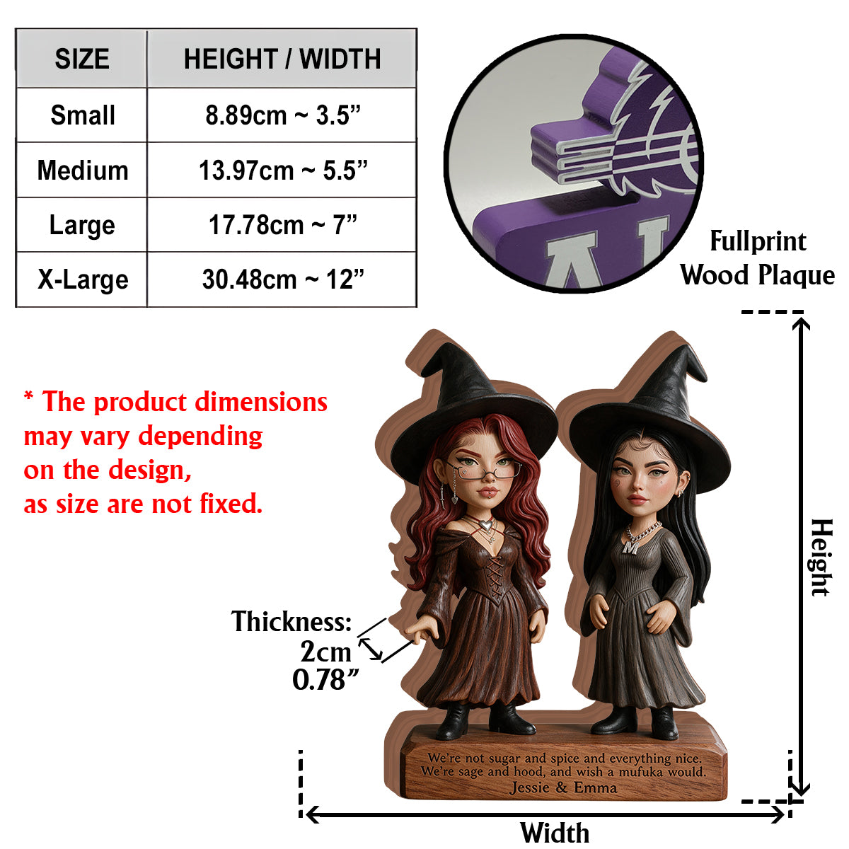 Best Witches Forever - Personalized Witch Custom Shaped Wood Plaque