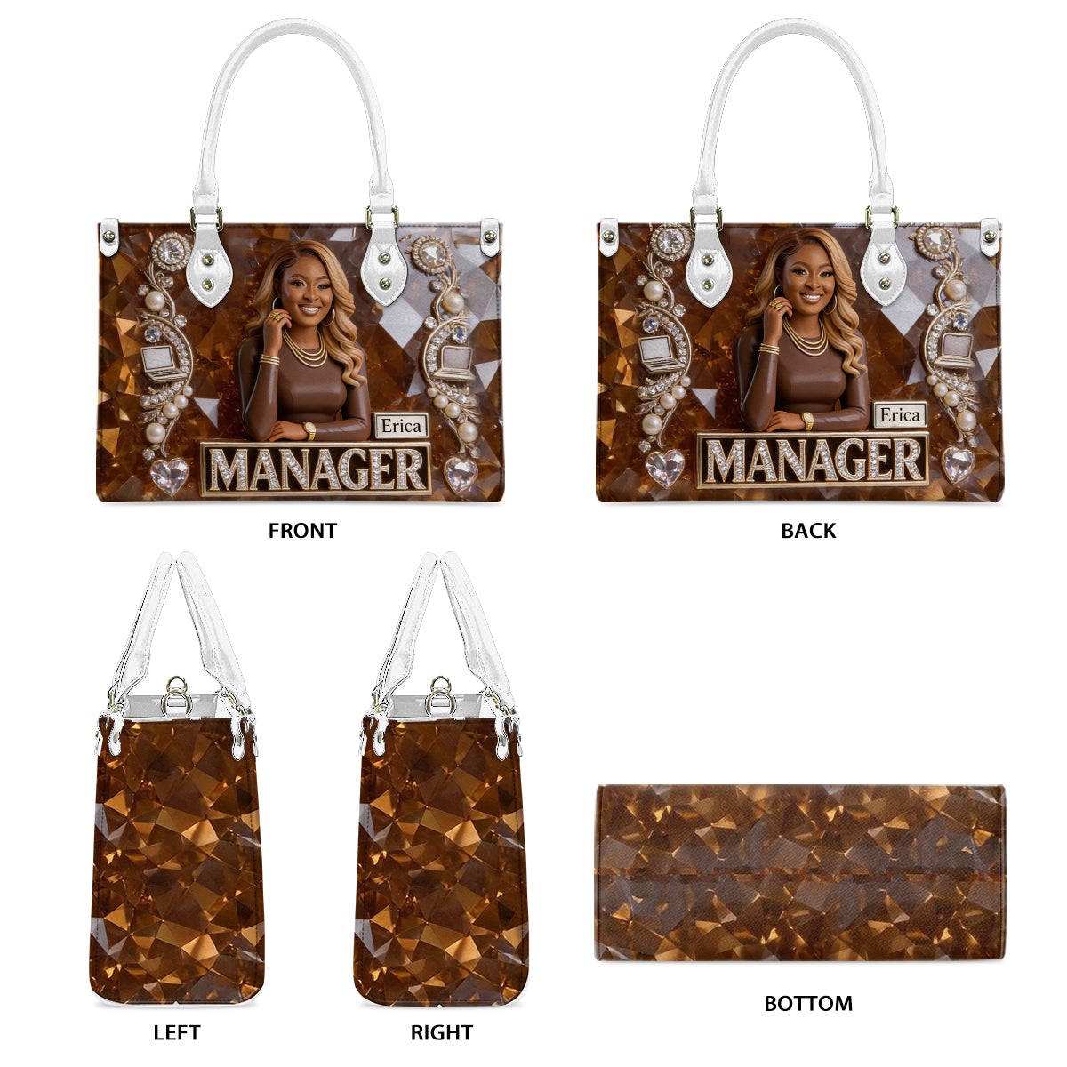 Custom Any Photo Love My Job - Personalized Colleague Leather Handbag