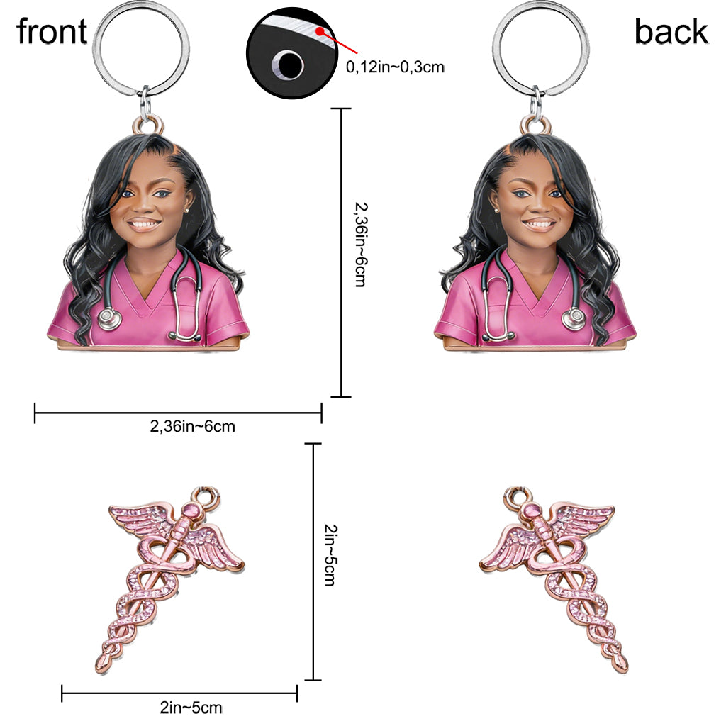 Custom Any Photo - Personalized Nurse Premium Keychain With Charms