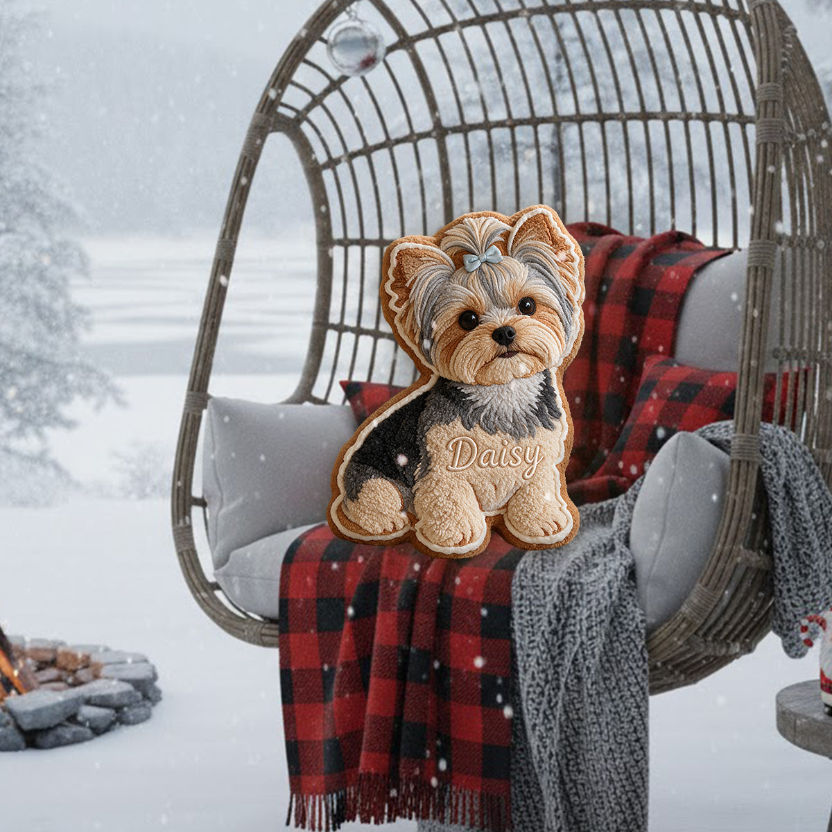 Cute Gingerbread - Personalized Dog Premium Faux Fur Pillow