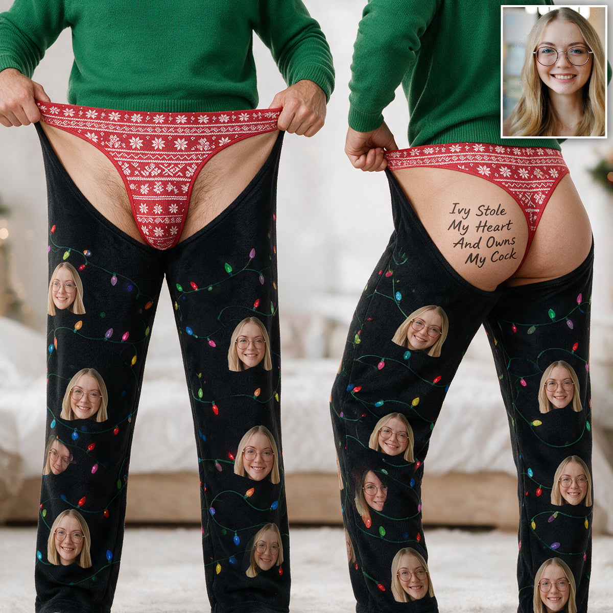 Naugty Christmas - Personalized Spicy Couple Unisex Sweatpants