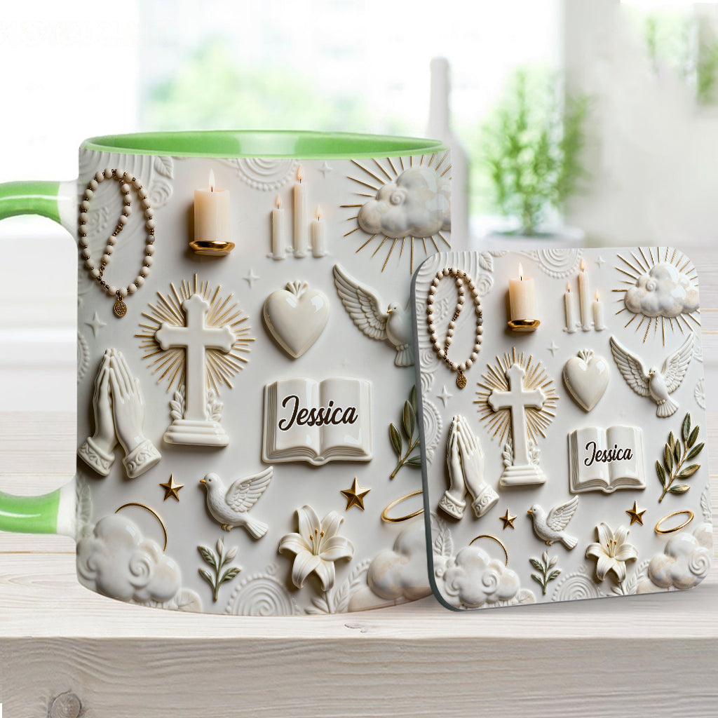 Faith Over Fear - Personalized Christian Accent Mug & Coaster