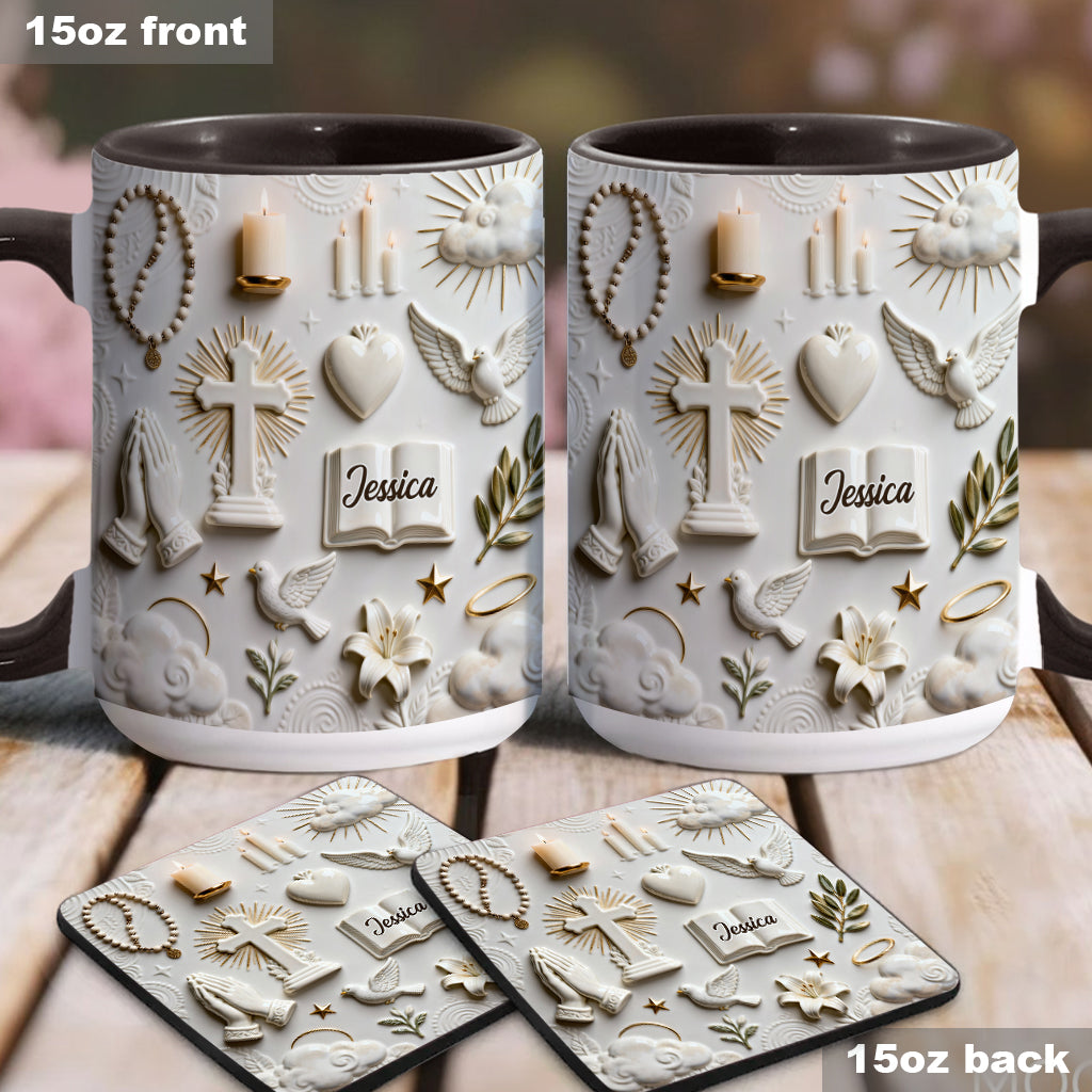 Faith Over Fear - Personalized Christian Accent Mug & Coaster
