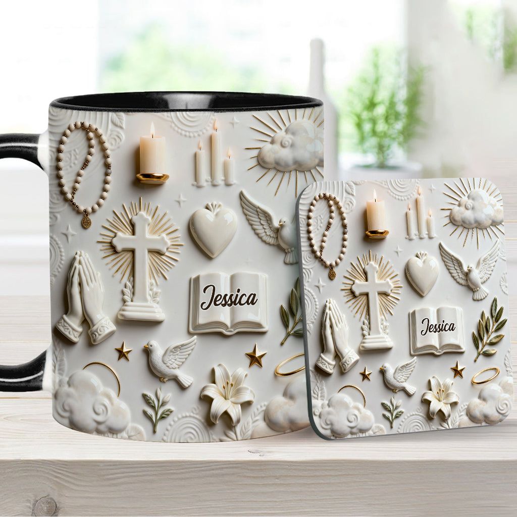 Faith Over Fear - Personalized Christian Accent Mug & Coaster