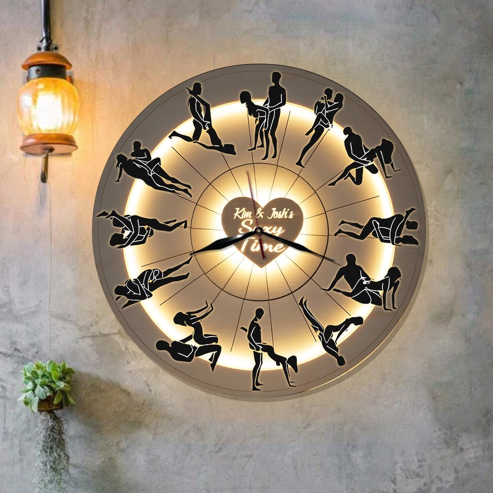 Couple's Sexy Time, Couple Gift Idea - Personalized Couple LED Light Wall Clock