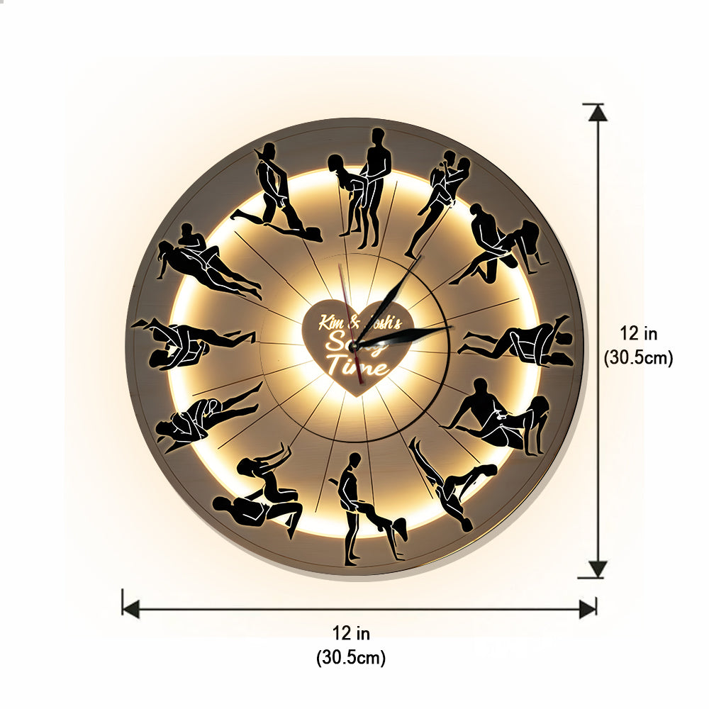 Couple's Sexy Time, Couple Gift Idea - Personalized Couple LED Light Wall Clock