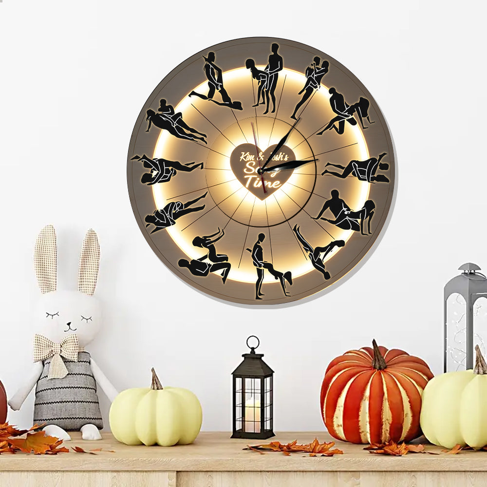 Couple's Sexy Time, Couple Gift Idea - Personalized Couple LED Light Wall Clock