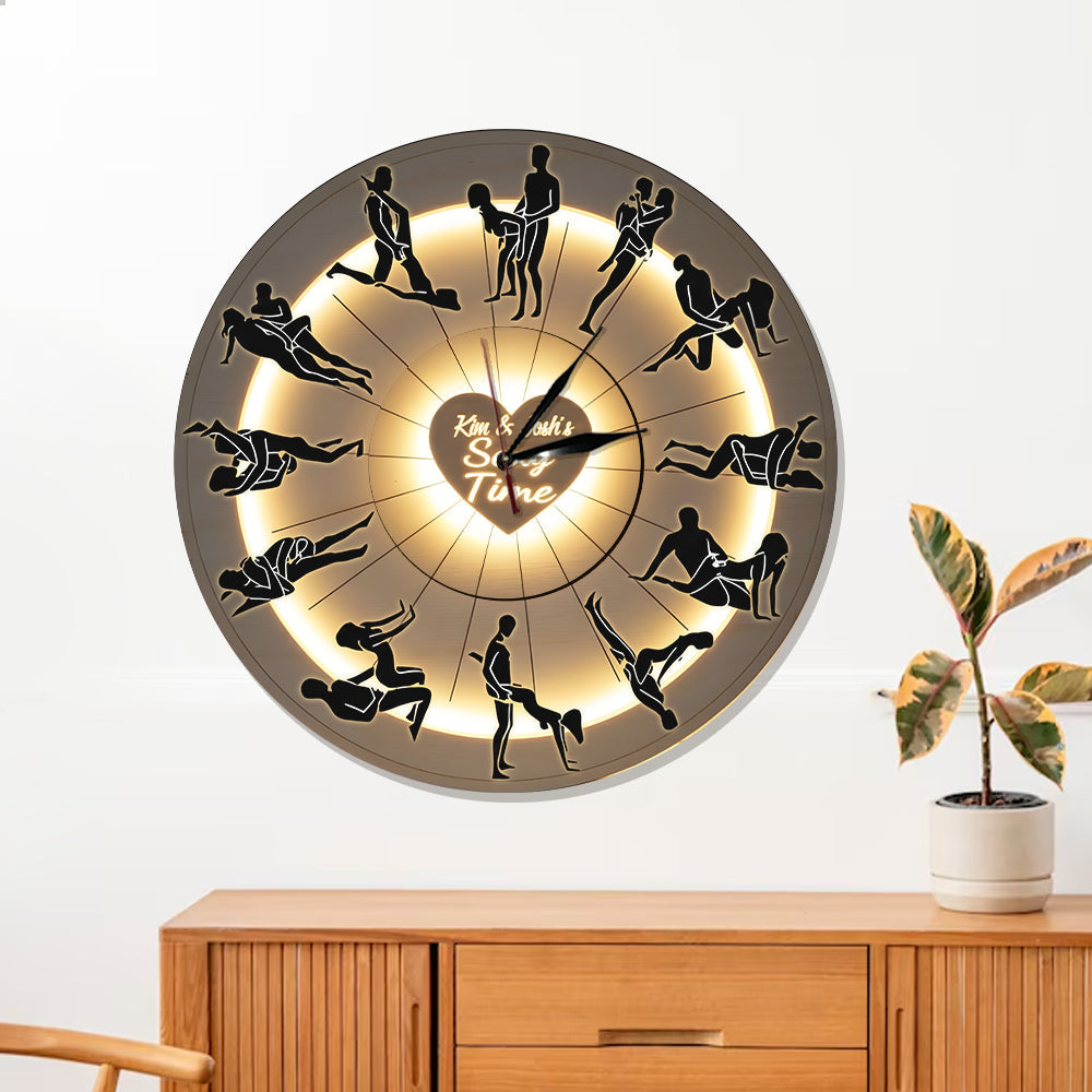 Couple's Sexy Time, Couple Gift Idea - Personalized Couple LED Light Wall Clock