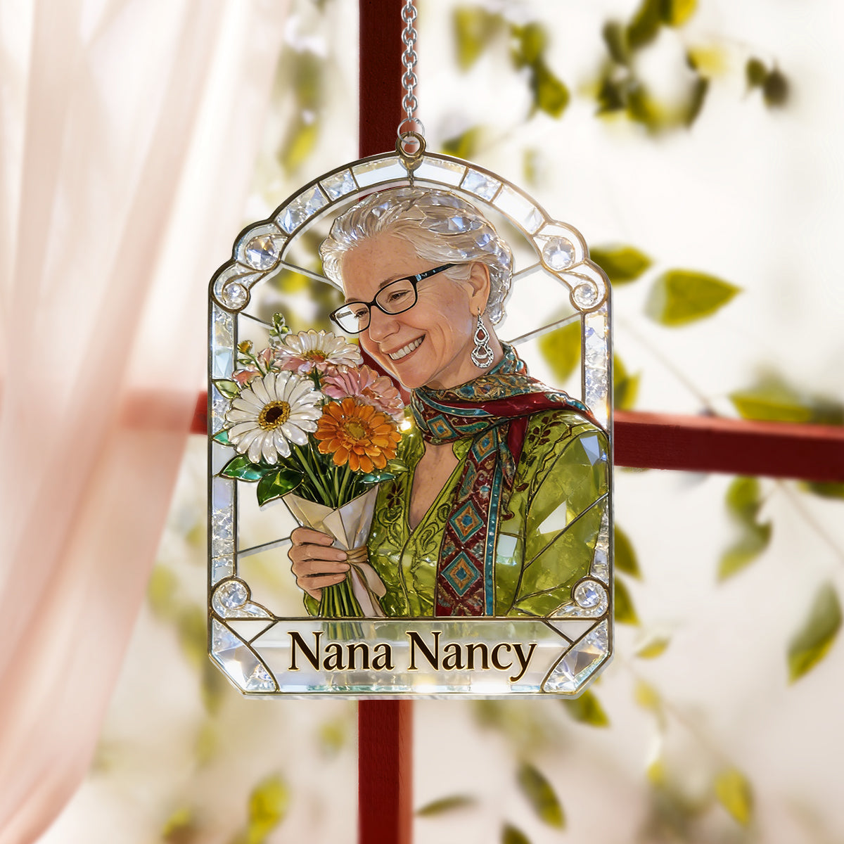 Mom Grandma Garden - Personalized Mother Window Hanging Suncatcher Ornament