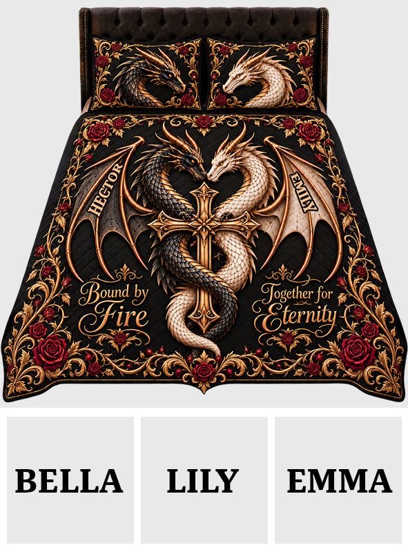 Bound By Fire Couple Gift - Personalized Dragon Quilt Set