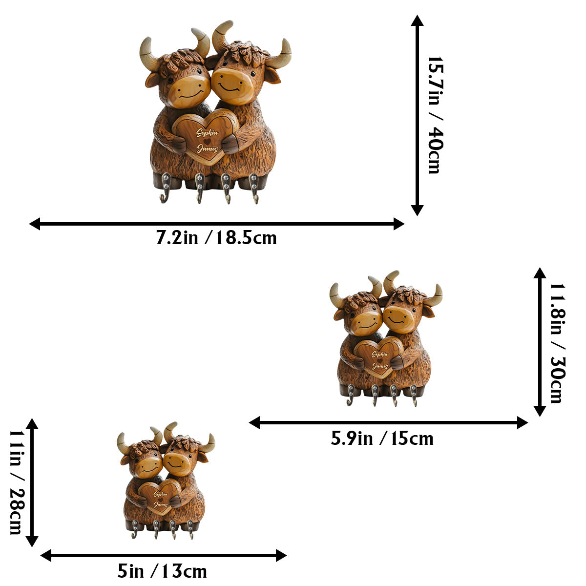 Vache des Highlands mignonne - Porte-clés personnalisé en forme de vache des Highlands