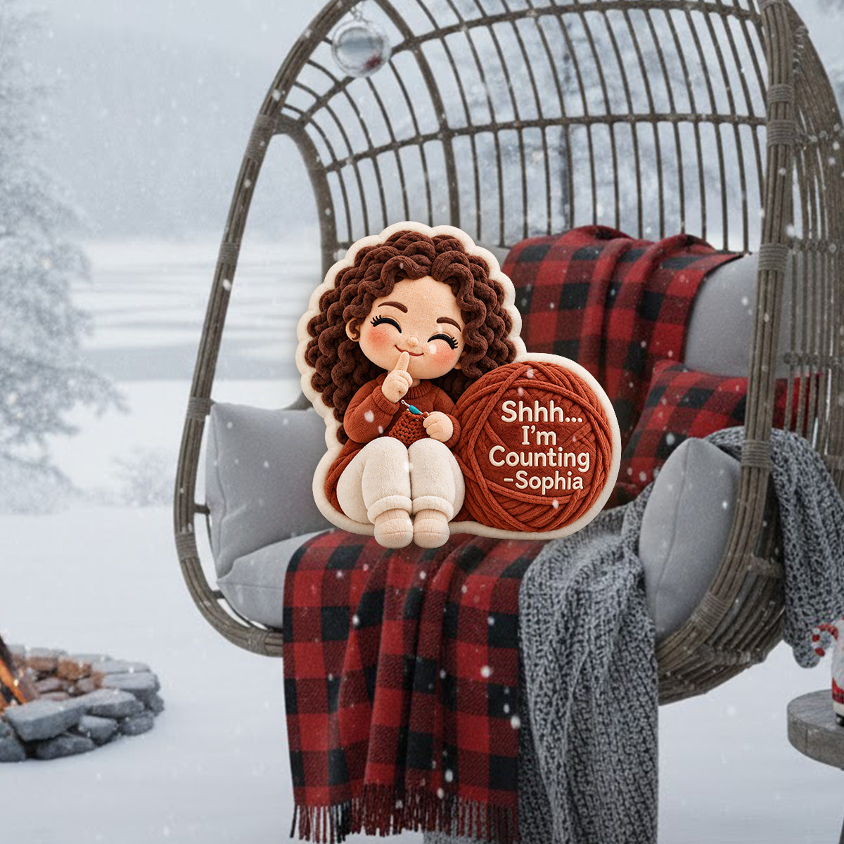 Shhh...I'm Counting - Personalized Crocheting Premium Faux Fur Pillow