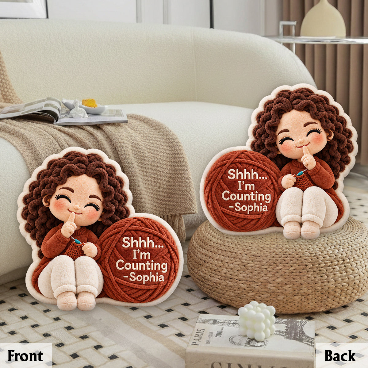 Shhh...I'm Counting - Personalized Crocheting Premium Faux Fur Pillow