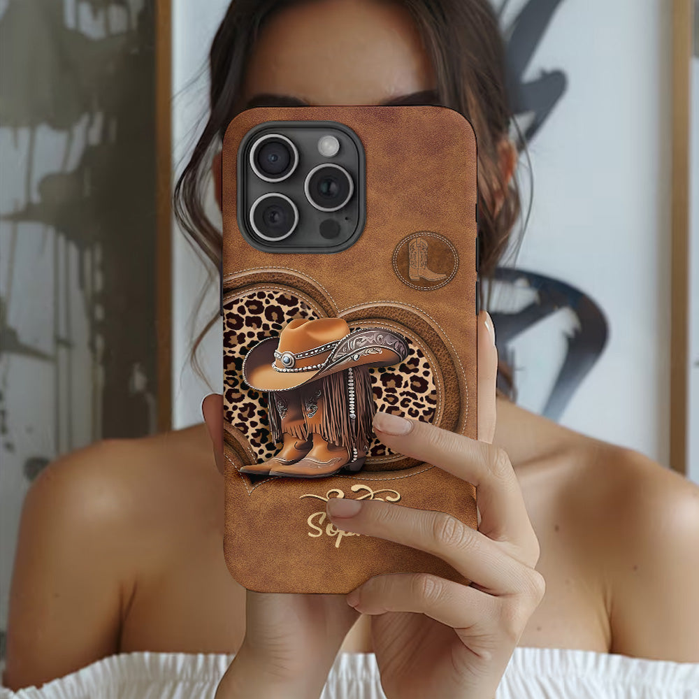 Cowgirl-Stiefel – Personalisierte Handyhülle mit Cowgirl-Vollprint
