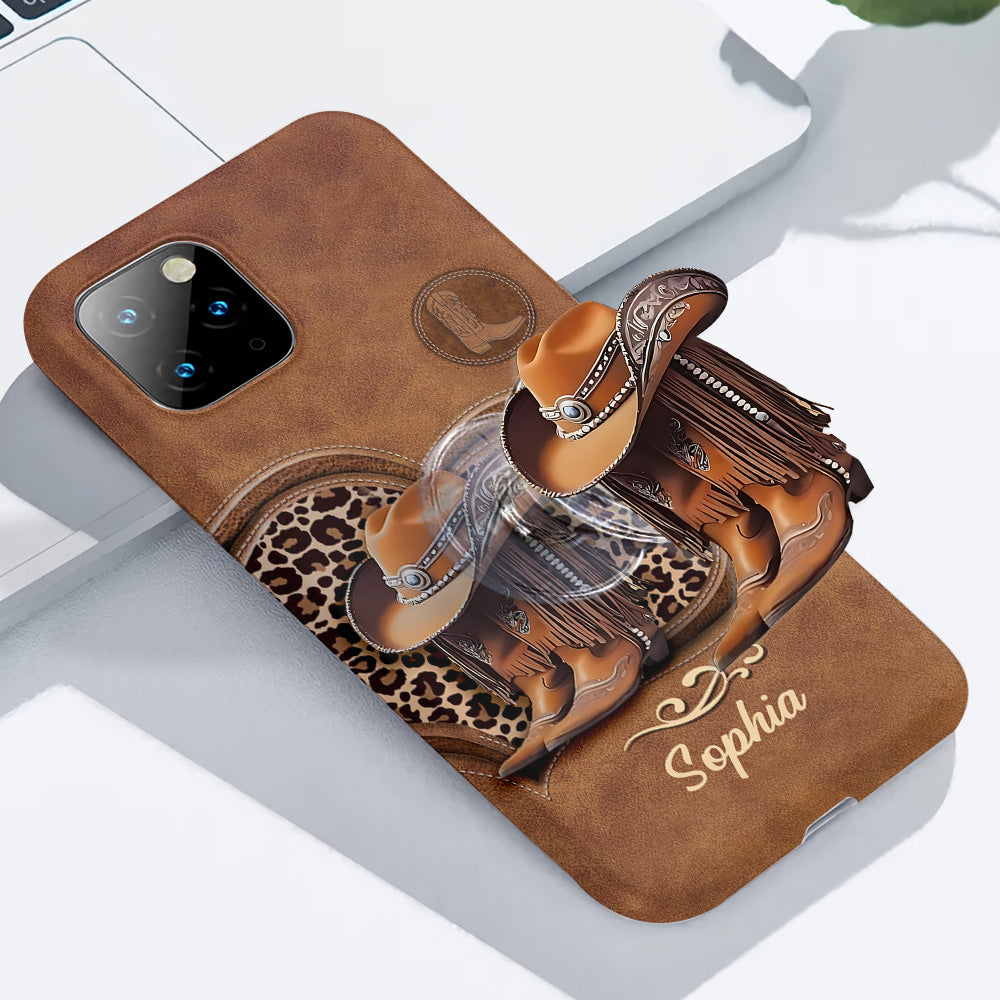 Cowgirl-Stiefel – Personalisierte Handyhülle mit Cowgirl-Vollprint