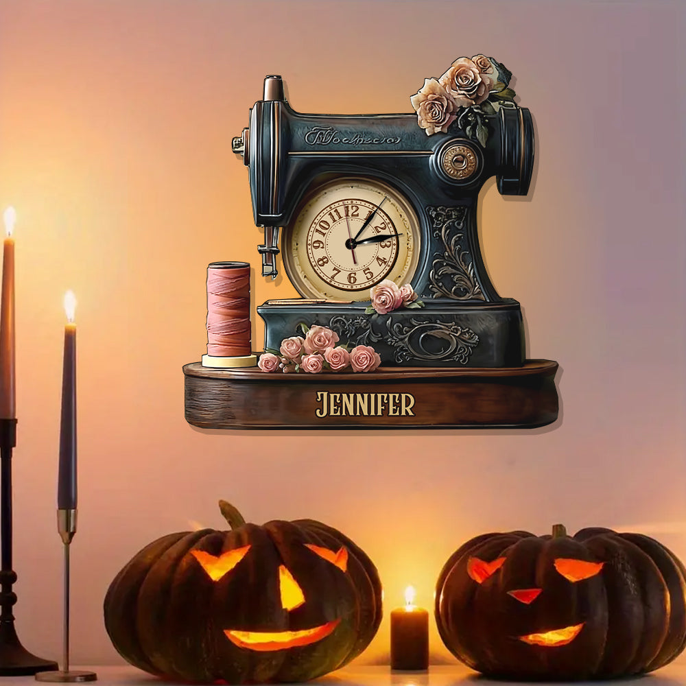 L'heure de la couture - Horloge murale lumineuse LED personnalisée pour la couture