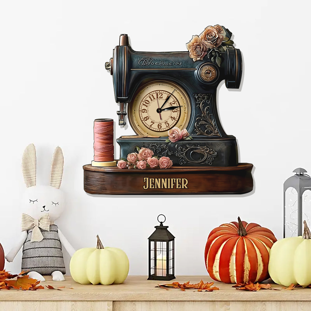 L'heure de la couture - Horloge murale lumineuse LED personnalisée pour la couture