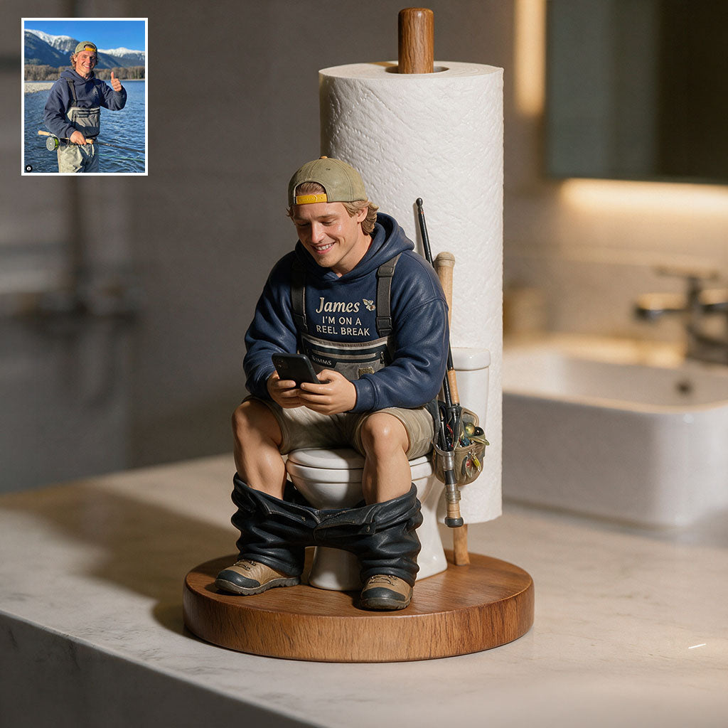 CATCHING A BREAK - Personalized Fishing Paper Towel Stand