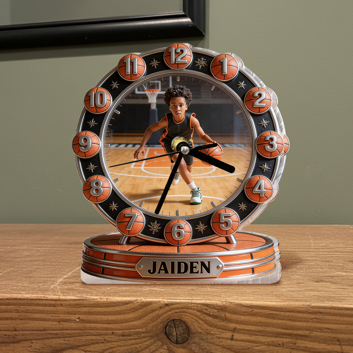 Personalisierte Basketball Tischuhr - Individuelle Basketball Plakette