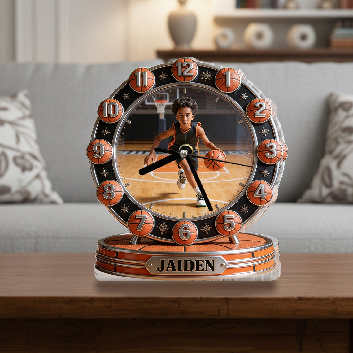 Personalisierte Basketball Tischuhr - Individuelle Basketball Plakette