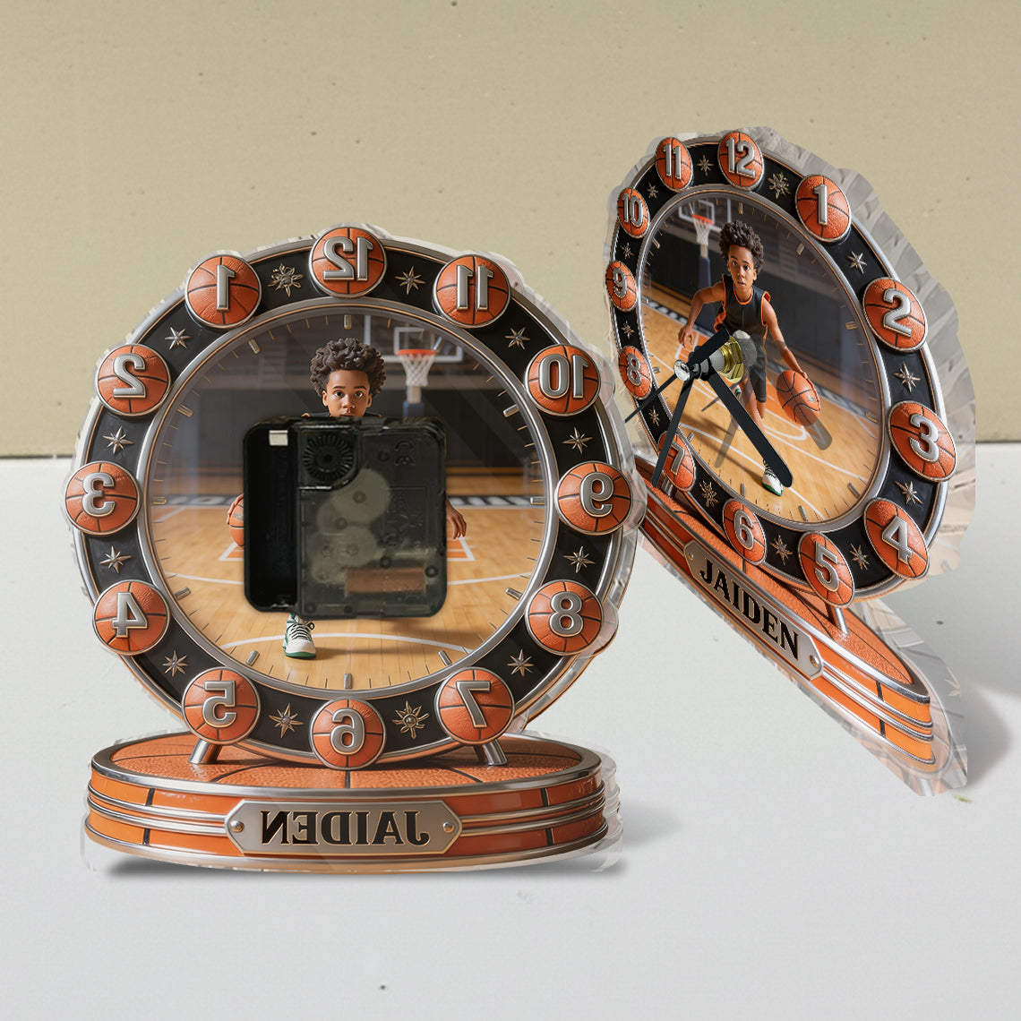 Personalisierte Basketball Tischuhr - Individuelle Basketball Plakette