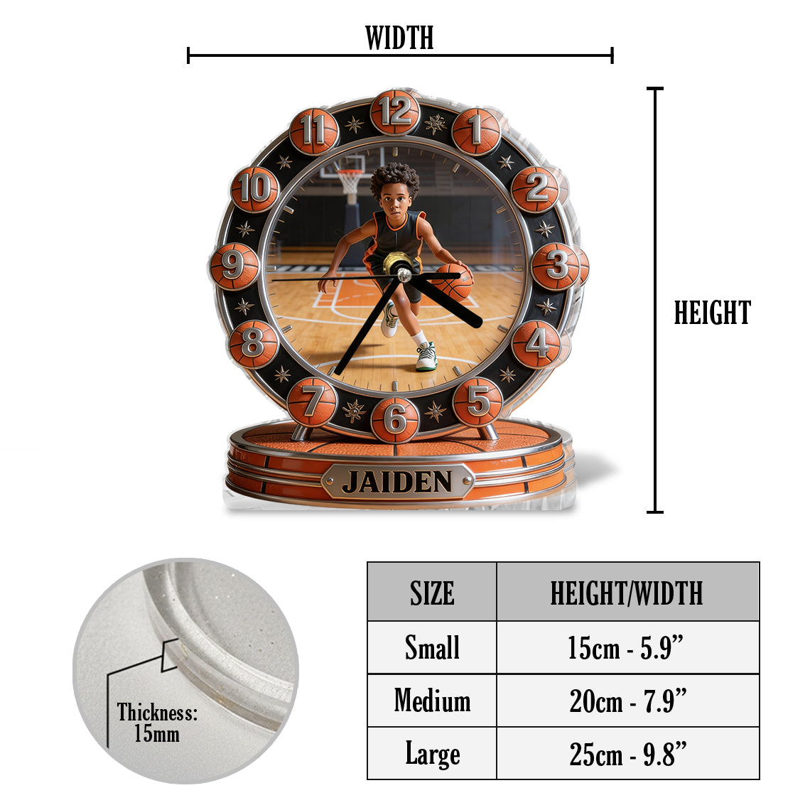 Personalisierte Basketball Tischuhr - Individuelle Basketball Plakette
