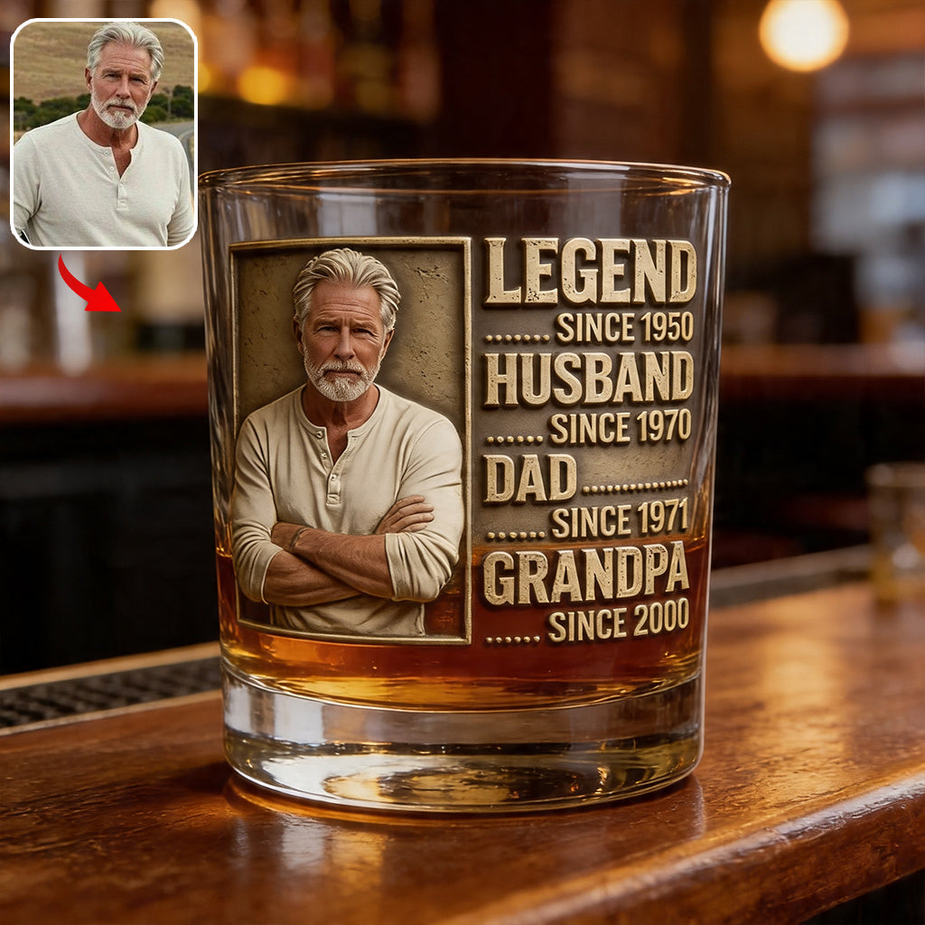 Legendärer Ehemann, Vater, Opa - Personalisierbares Whiskeyglas für Opa