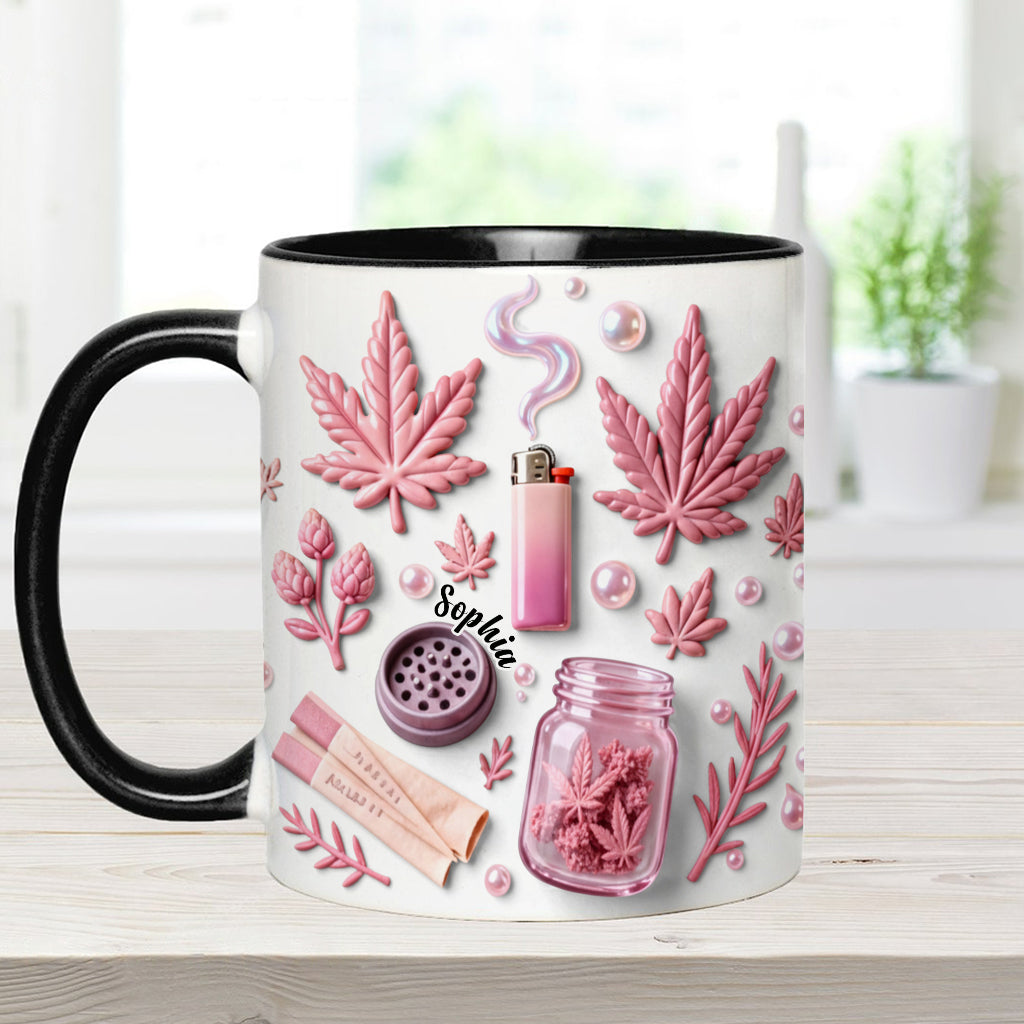 Feuille de magie verte - Mug et sous-verre personnalisés avec motif cannabis