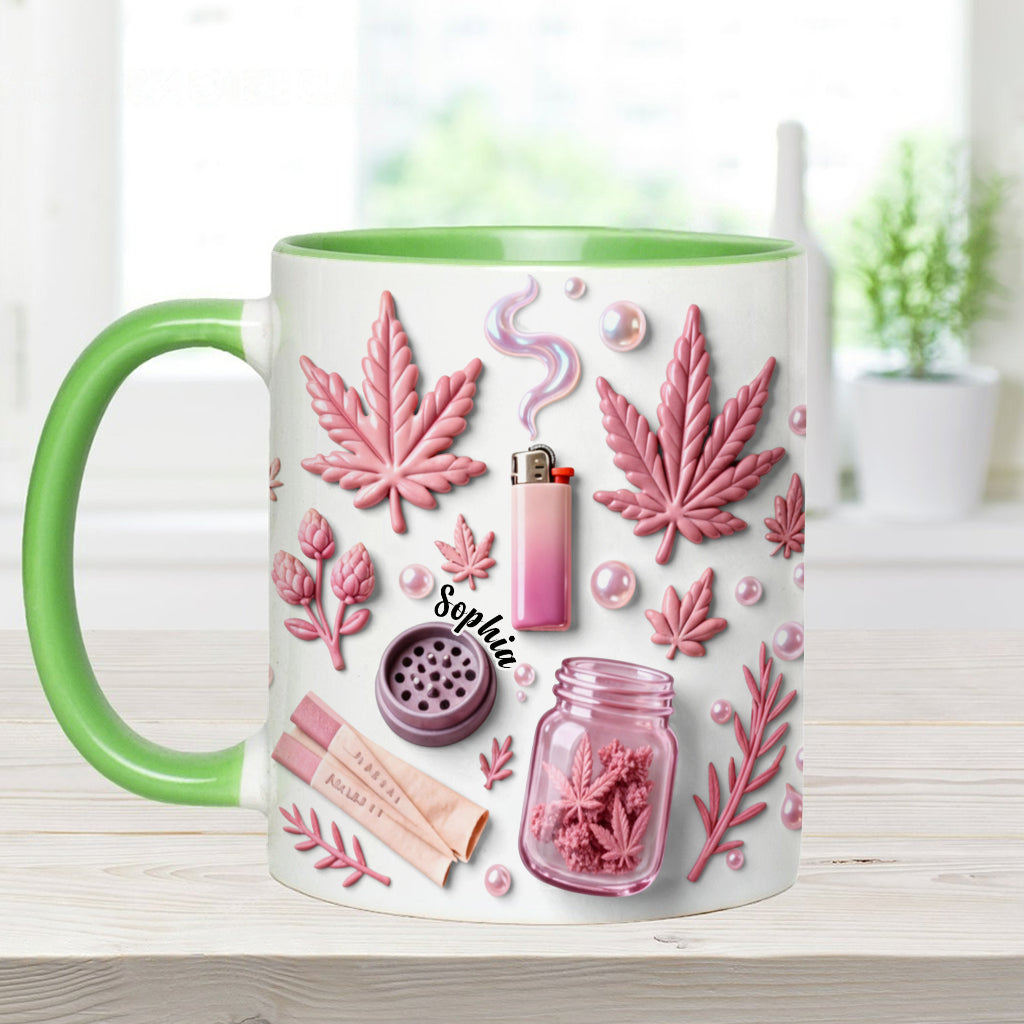 Feuille de magie verte - Mug et sous-verre personnalisés avec motif cannabis