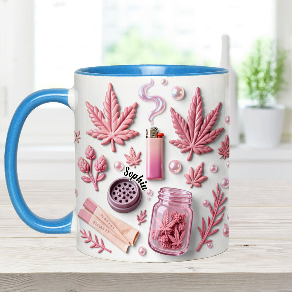 Feuille de magie verte - Mug et sous-verre personnalisés avec motif cannabis