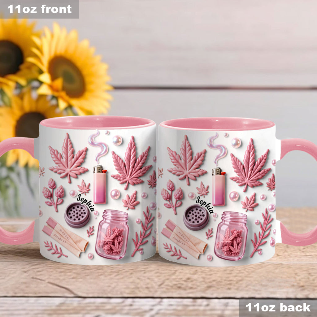 Feuille de magie verte - Mug et sous-verre personnalisés avec motif cannabis