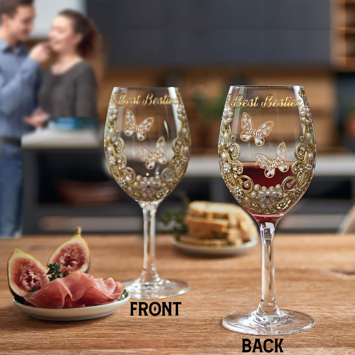 Best Besties - Personalized Bestie Wine Glass With Long Stem