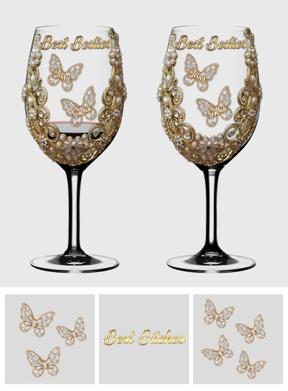 Best Besties - Personalized Bestie Wine Glass With Long Stem