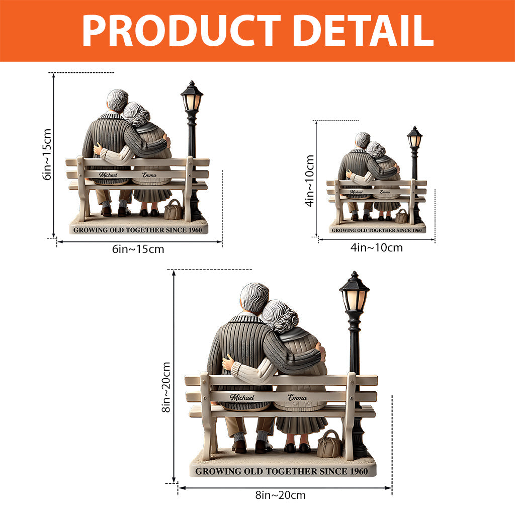 Old Couple Sitting On Bench At The Park - Personalized Couple Custom Shaped Acrylic Plaque