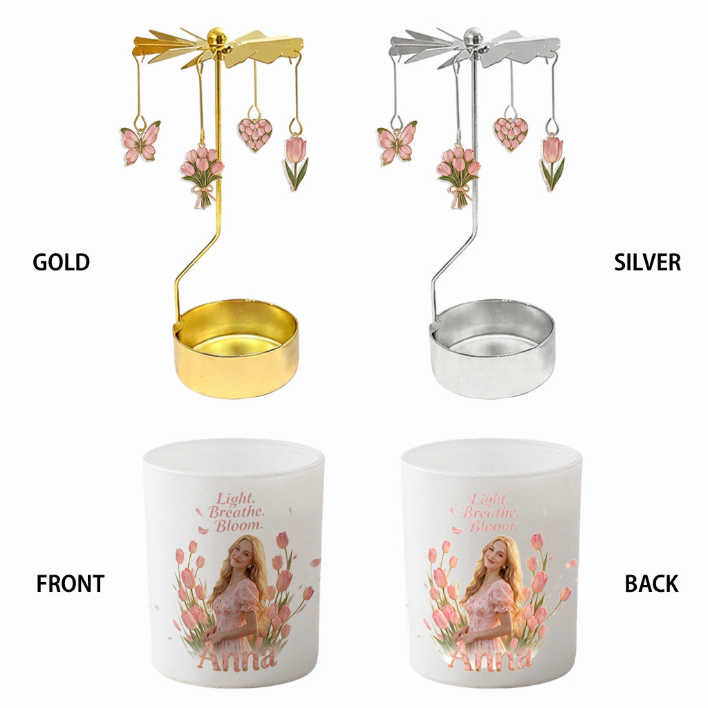 Light Breathe Bloom - Personalized Self Love Spinning Candle Holder