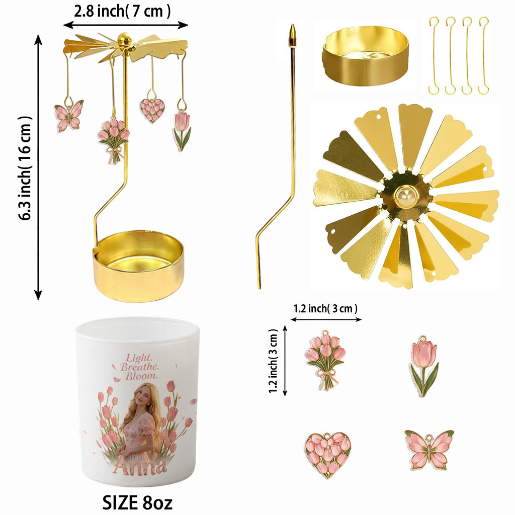 Light Breathe Bloom - Personalized Self Love Spinning Candle Holder