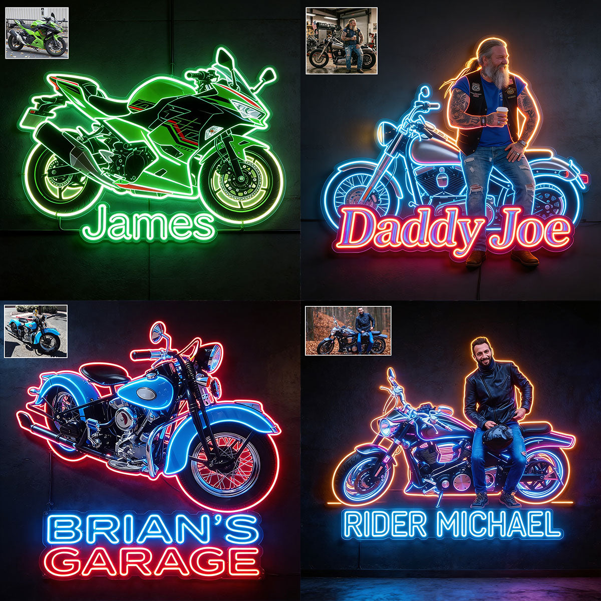 Custom Any Photo, Any Vehicle - Personalized Biker LED Light Acrylic Sign