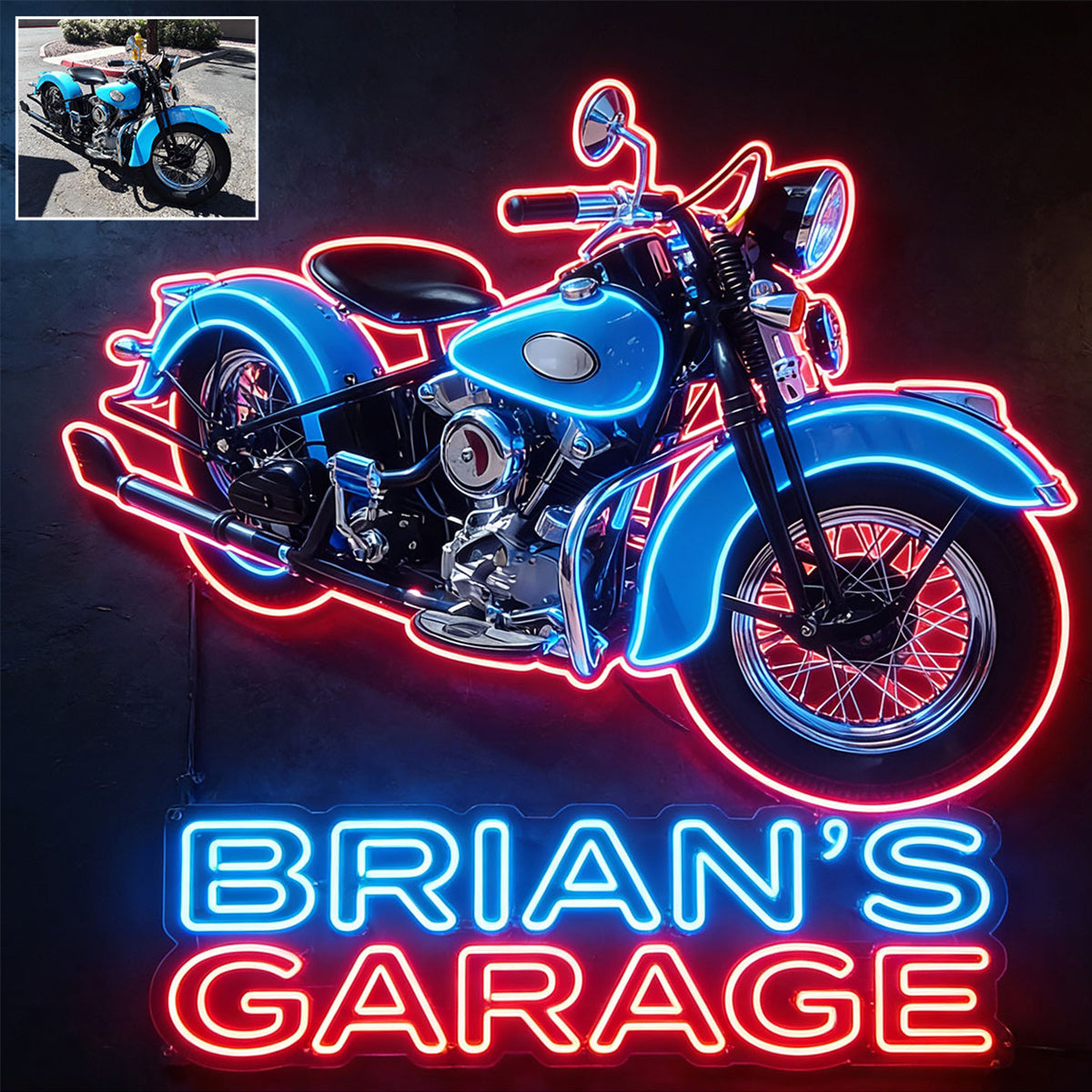 Custom Any Photo, Any Vehicle - Personalized Biker LED Light Acrylic Sign