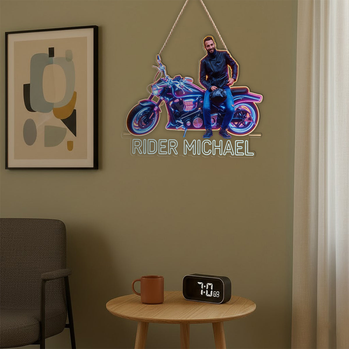 Custom Any Photo, Any Vehicle - Personalized Biker LED Light Acrylic Sign