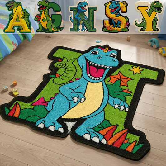Dinosaur Initial Name Letter Perfect Gift For Kids - Personalized Kid Non-Slip Tufted Rug