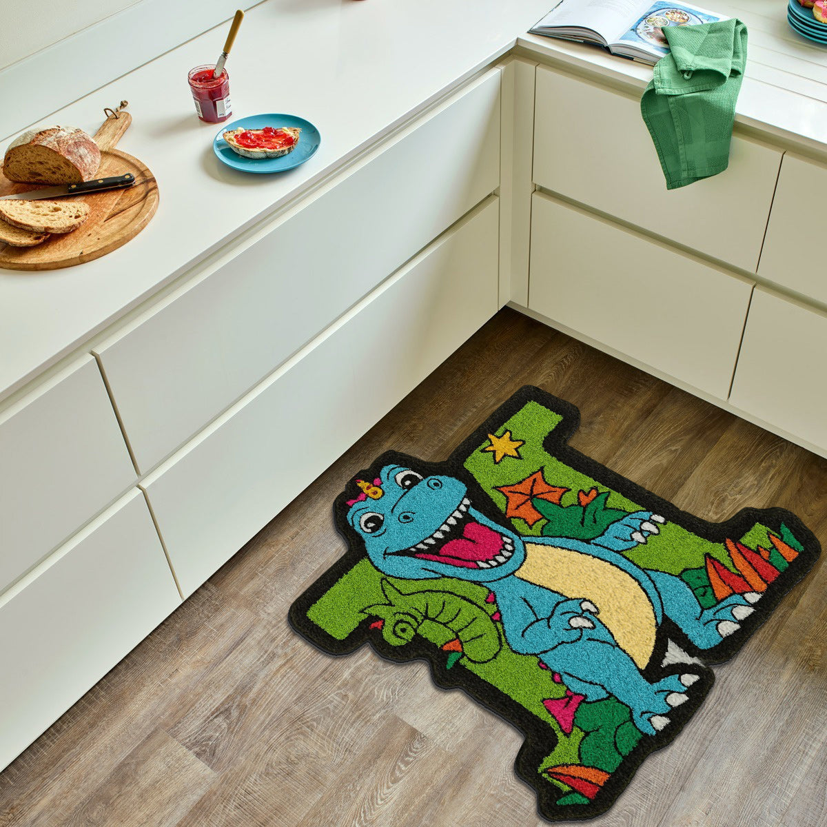 Dinosaur Initial Name Letter Perfect Gift For Kids - Personalized Kid Non-Slip Tufted Rug